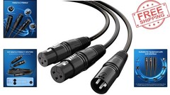 Professional XLR Y-Splitter 2 Female to 1 Male – High Fidelity 20 AWG Adapter