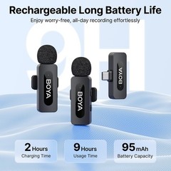 BOYA BY-V20 Wireless Microphones for iPhone 17/16/15 & Android/Laptop with USB-C