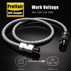 20A C19 Audio Power Cable Audiophile US EU Schuko Amplifier Power Cord