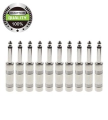 10pcs 1/4 MONO TS Heavy Duty Male Audio Speaker Guitar Cable Connector Plug Jac