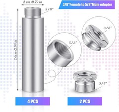 Mic Stand Extension Tube 4 Pieces 5/8 Inch Microphone Pipe Aluminium Alloy