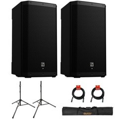 Electro-Voice ZLX-15P-G2 15″ 2-Way 1000W (Pair) w/ Stands, Case & 2x XLR Bundle