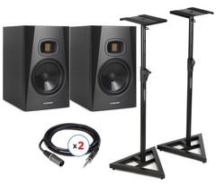 ADAM Audio T7V 7 inch Powered Studio Monitor Pair with Stands and Cables