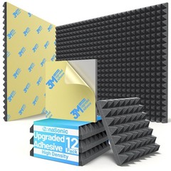 12 Pack Soundproof Foam Panels – High Density Acoustic Wall Tiles, 2″x12″x12″, S