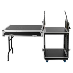 12U Sound Box 12U PA Rack/Road Case Top DJ Table Top 2 Layers Studio w/ Casters