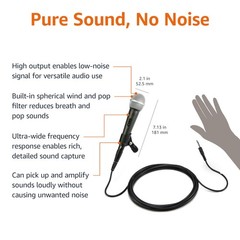 Amazon Basics Dynamic Microphone – Large (Pack of 12), Black/Silver