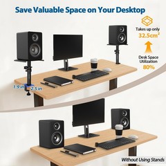 Vondynote Set of 2 Desktop Clamp Speaker Stands Short Studio Monitor Black