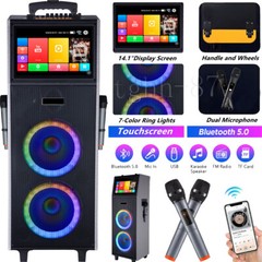 Professional Karaoke Machine Bluetooth Speaker Lyrics Display Screen WirelessMic