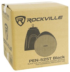 6 Rockville PEN-525T Black 5.25″ 70V Hanging Pendant Speakers For Restaurant/Bar