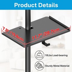 Universal Metal Clamp-On Shelf Pole Stand For TV Cart Speaker 11.7×7.8 Inch