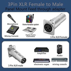 XLR 3 Pin Pass Through Panel Mount Connector,Mic XLR 3PIN D-Type Female to Male