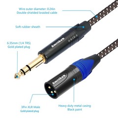 2Pack 1/4 to XLR Cable,Heavy Duty Nylon Braided,Gold Plated Plug,Balanced 1/4…