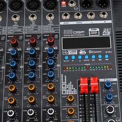 8 Channel Mixer Power Mixer Amplifier Tabletop Sound Mixing Console Dj Bluetooth
