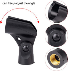 Universal Microphone Clip Holder with Nut Adapters 5/8″ to 3/8″,Black,5 Pack