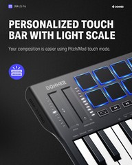 🎹 Donner DMK25 Pro MIDI Keyboard DJ Controller OLED 25 Key 8 Drum Pad Touch Bar