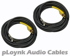 2 PACK 50 ft foot right angle 1/4 to dual banana plug PA DJ stage speaker cables