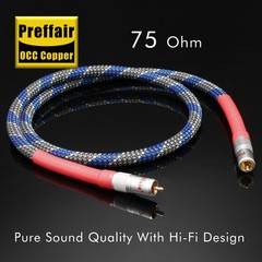 Audiophile OCC HiFi Coaxial Cable+RCA Plugs 75 Ohm Digital Wire Audio DAC Cord