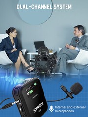 SYNCO G2(A2) Wireless Lavalier Microphone Dual-Channel Lapel Mic for DSLR Camera
