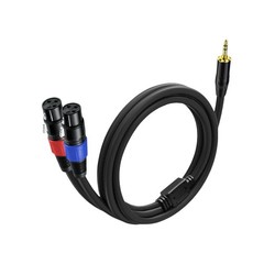 3.3FT-1 Pack 3.5mm TRS to 2 XLR Cable, Black, Unbalanced 1/8 TRS Male to Dual…