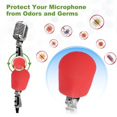 10Pcs PodMic Filter Foam Cover, Microphone Covers Foam Classic for KTV, Red