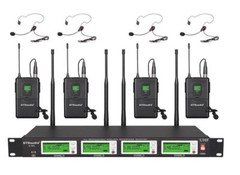 GTD 4×800 Ch Diversity Wireless Lavaliere Lapel Headset Microphone Mic 787L