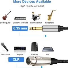 Balanced 1/4 TRS 6.5Mm Male to XLR Interconnect Cable Xlr(3-Pin) to 6.35Mm Audio