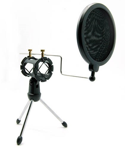 Microphone Mic Shock Mount Studio Desktop Table Top Tripod Stand w/ Pop Filter