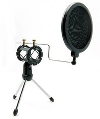 Microphone Mic Shock Mount Studio Desktop Table Top Tripod Stand w/ Pop Filter