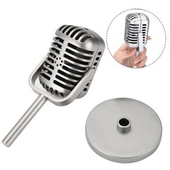 Vintage Retro Style Microphone Prop Stand with Stand Fake Vintage Microphone
