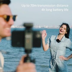 Wireless Lavalier Microphone System, TX/RX Set for DSLR, Phone, 70m Range Pouch
