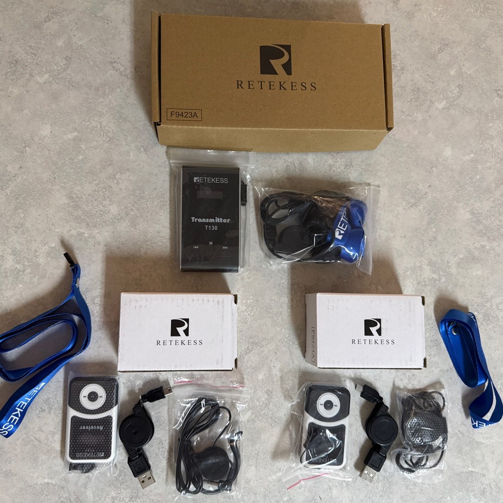 Retekess T130 Tour Guide System Translation Headphones Transmitter + 2 Receivers
