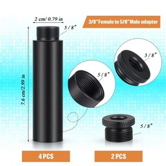 Mic Stand Extension Tube 4 Pieces 5/8 Inch Microphone Pipe Aluminium Alloy