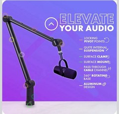 VIVO Clamp-on Low Profile Height Adjustable Heavy Duty Microphone Desk Mount
