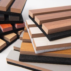 Elegant Wood Slat Acoustic Panels – 3D Textured Noise Reduction Samples Pack