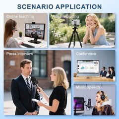 Wireless Microphone 3 in 1 Mini Mic for iPhone/Android, LED Display Lavalier Mic