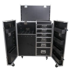 ProX XS-6DMIC25W Flight Style Mic Stand + Drawer Combo Case w/ Side Door Storage