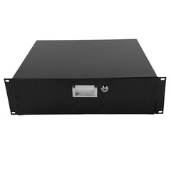 19″ 3U Steel Plate DJ Drawer Equipment Cabinet with Keys Black, in stock