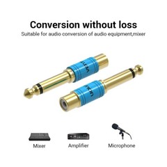 Audio Converter 6.35mm 1/4 in TRS Stereo Jack Male to RCA Female Plug Connector