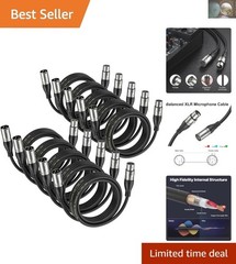 10-Pack 3ft XLR Cables – Reliable Male to Female Connection for Sound