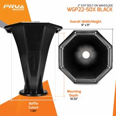 4x PRV Audio WGP22-50X BLACK 2″ Exit Waveguide 2 inch Driver 4 Bolt Horn