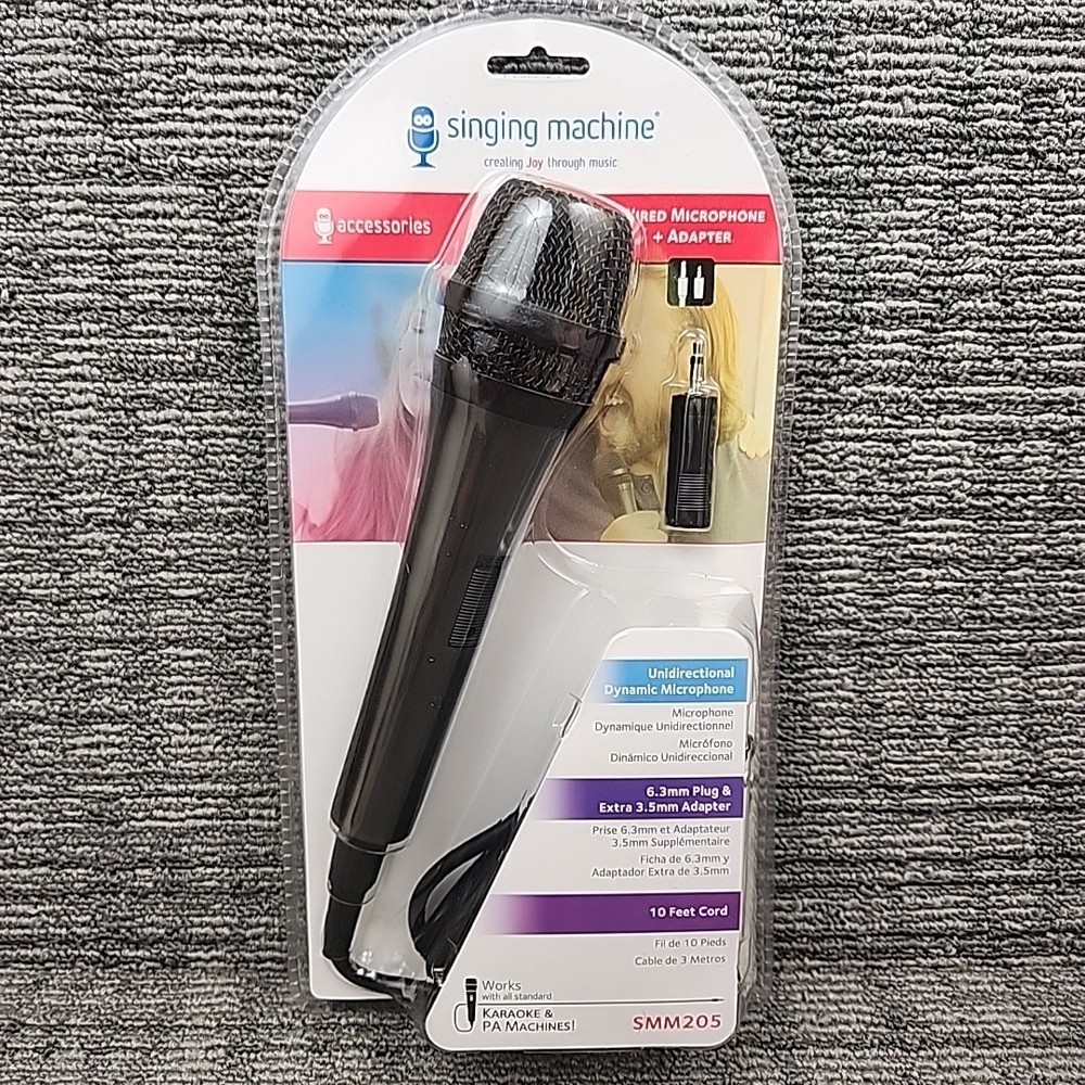 The Singing Machine SMM205 Dynamic Professional Dynamic Microphone + Adapter New