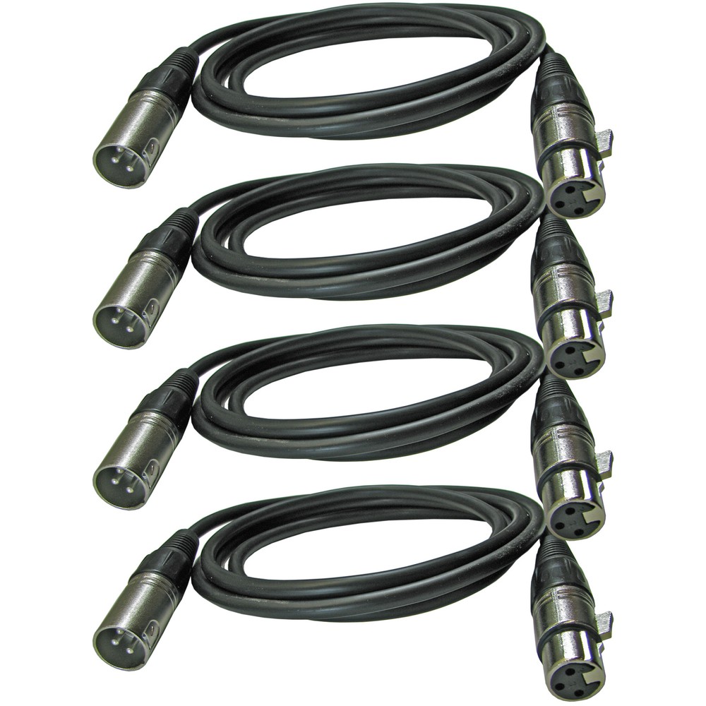 4 Lot 3 Ft foot XLR pin Male Plug To XLR Female Jack Microphone Cable Mic Mixer