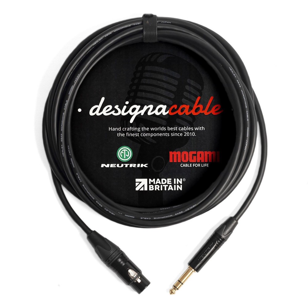 Mogami W2549 ‚Low Capacitance‘ Balanced Cable. Neutrik GOLD XLR to TRS Jack Lead