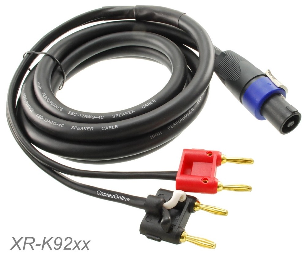 12AWG 4-Pole Neutrik SpeakOn to 2-Dual Banana Premium Speaker Cable