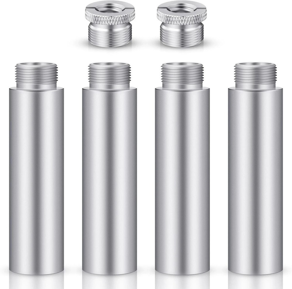 Mic Stand Extension Tube 4 Pieces 5/8 Inch Microphone Pipe Aluminium Alloy