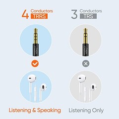 3.5mm Aux Cable(6FT/.8M), 90 Degree 4 Pole TRRS 3.5mm 6 Feet 1 Black & White