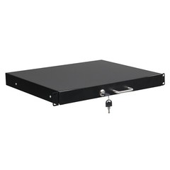 US 19″ 1U Steel Plate DJ Drawer Audio Equipment Cabinet With Lock & Keys Black