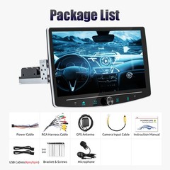 10″ Single DIN Android 15 BT Car Stereo Radio Carplay GPS Rotatable Screen 4+64G