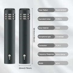 1 Pair E614 Supercardioid Condenser Microphones MultiPurpose Instrument Mic for