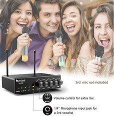FIFINE UHF Dual Channel Wireless Handheld Microphone, Easy-to-use Karaoke K036